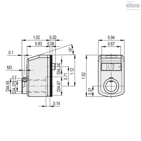 Elesa Mechanical position Indicators, DD50-FN-030-S-C3 F.10-SST DD50